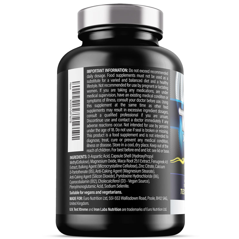 Test Xtreme - Testosterone Supplements for Men with Zinc for Normal Testosterone Levels - Natural and Safe - Zinc and Magnesium Booster (120 Vegan Capsules) 120 Count (Pack of 1) - BeesActive Australia