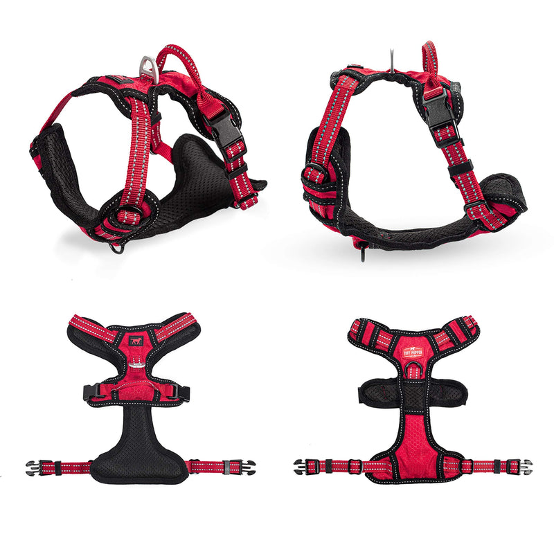 Tuff Pupper No Pull Dog Harness | Front/Back Leash Clips | Safety Handle | Reflective Dog Harness | Waterproof Shell | Padded Training Dog Harness for Comfort | Adjustable Small Medium Extra Large Dog Medium (Neck: 15-24" , Chest: 19-26") Midnight Blue - BeesActive Australia