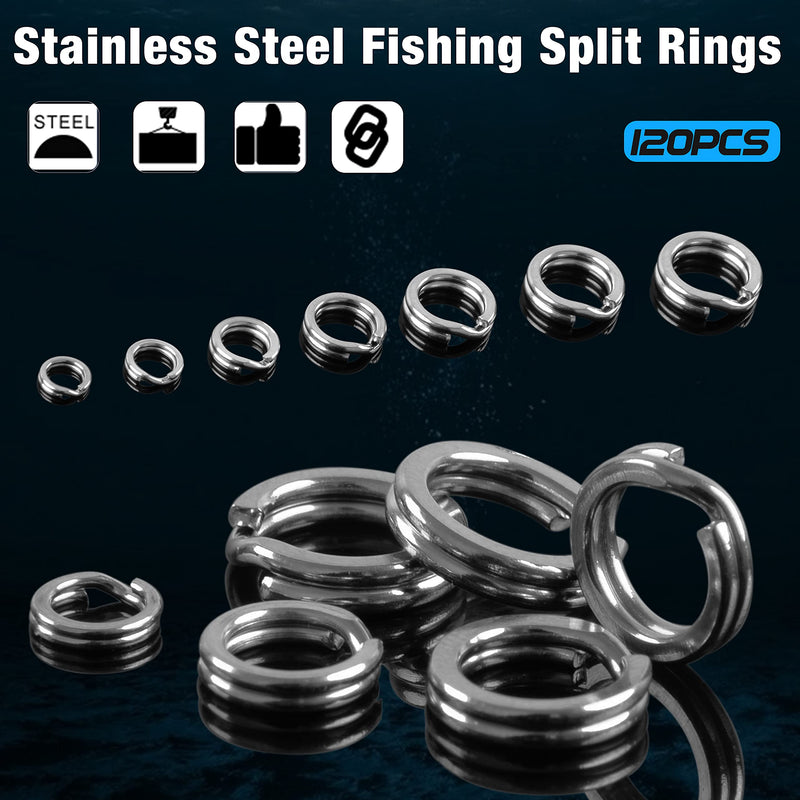 SILANON Stainless Steel Fishing Split Rings,120pcs Double Flat Wire Snap Ring Heavy Duty Lure Connector Fishing Tackle Saltwater 38-145LB 120pcs-5.0mm - BeesActive Australia