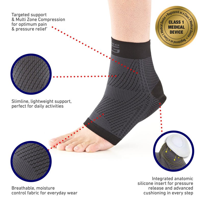 Neo G Plantar Fasciitis Support Compression Socks for Plantar Fasciitis, Foot Pain, Arch & Heel Pain Relief – Medical Compression Socks for Women Men with Silicone Heel Cushioning – 1 pair - L LARGE: 23 - 26 CM / 9.1 - 10.2 IN - BeesActive Australia