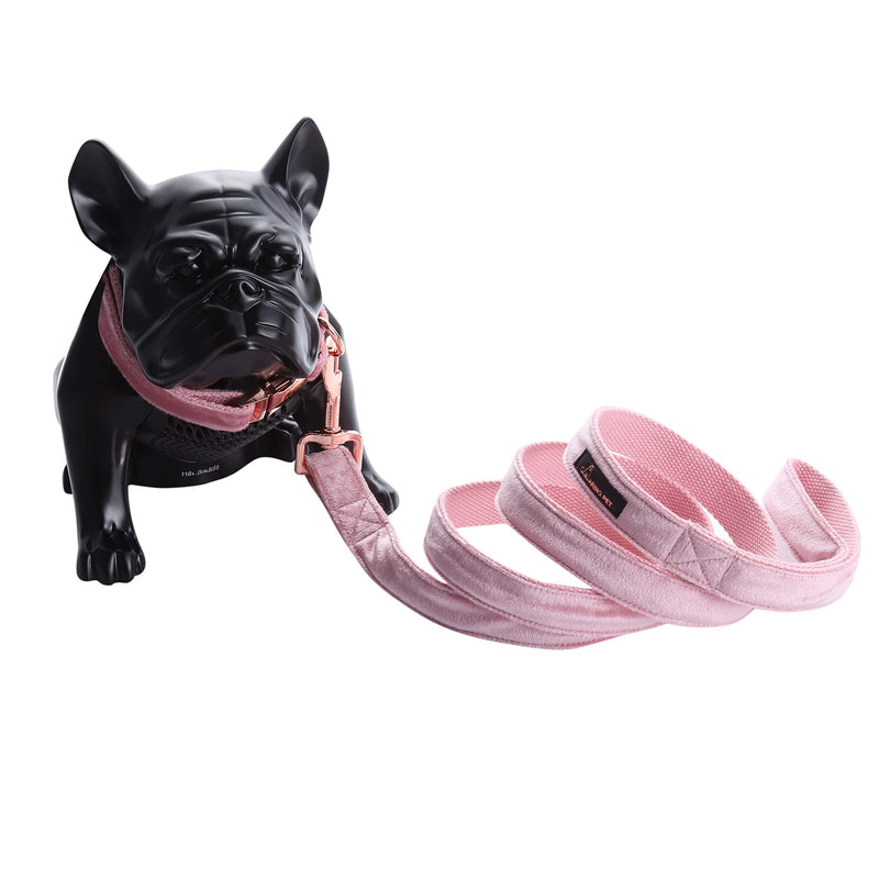 ARING PET Dog Collar and Leash, Velvet Dog Collar and Leash Set, Soft & Comfy, Adjustable Collars for Dogs Medium Pink - BeesActive Australia