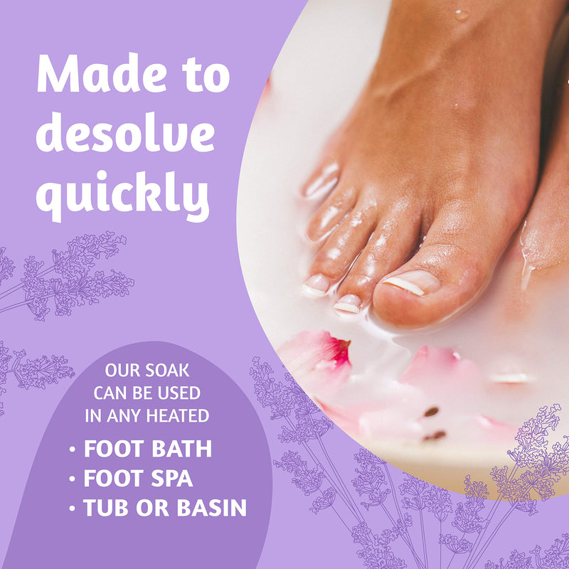 Calming Lavender Foot Soak with Epsom Salt, Made in USA, Antifungal Foot Soak Soothes Sore Tired Feet, Athletes Foot, Stubborn Foot Odor, Softens Calluses & Helps Treat Toenail Fungus, 16 oz 1 lb - BeesActive Australia