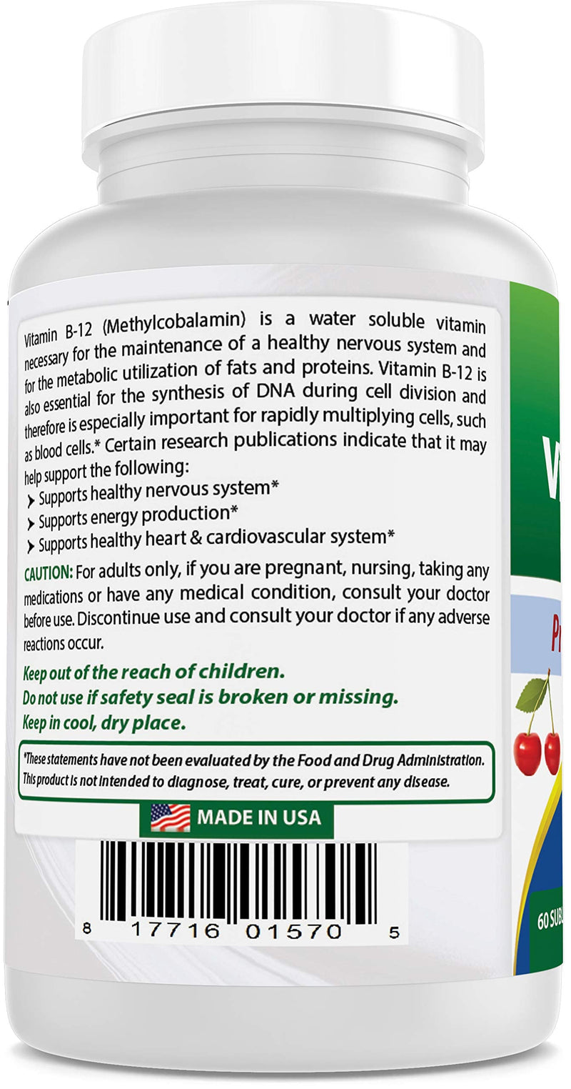 Best Naturals Vitamin B-12 as Methylcobalamin (Methyl B12), 6000 mcg Tablet, 60 Count 60 Count (Pack of 1) - BeesActive Australia