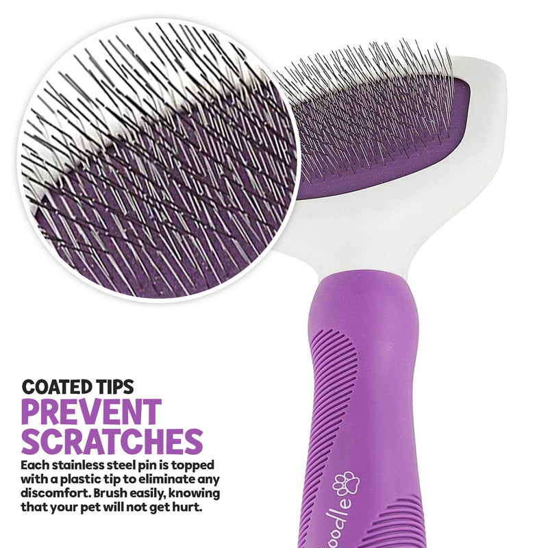 Poodle Pet Bundle - Dematting Fur Rake Comb Brush Tool with Steel Safety Blades for Detangling Matted or Knotted Undercoat Hair and Slicker Brush for Small and Large Dogs Pet Hair Remover - BeesActive Australia