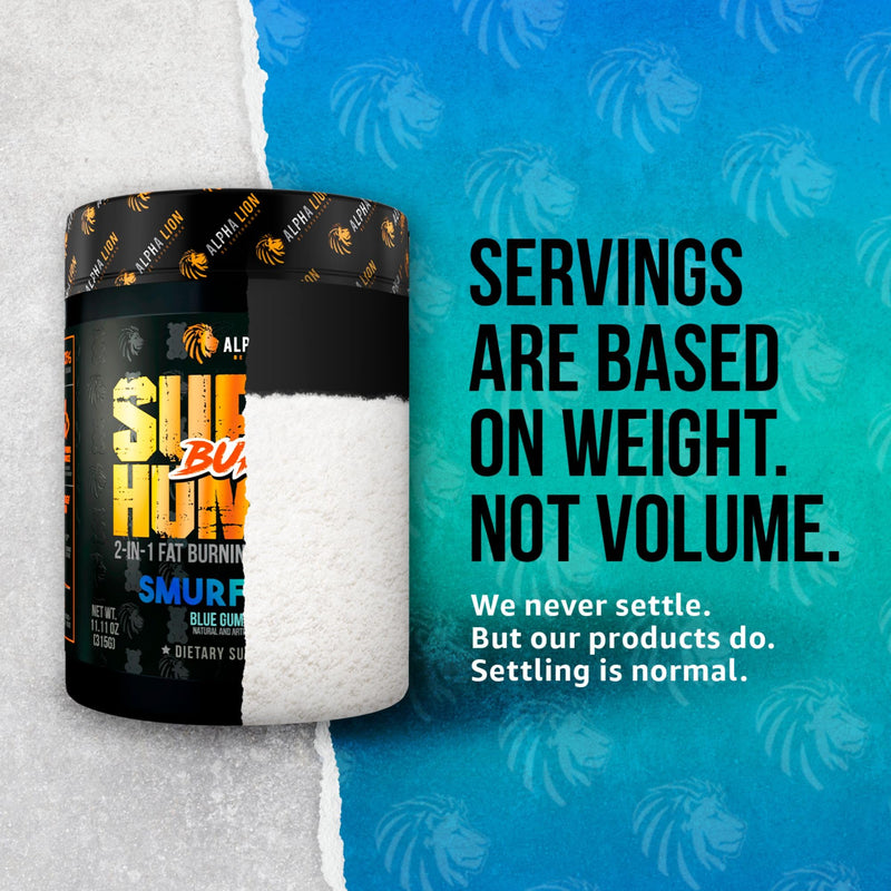 ALPHA LION Superhuman Burn 2-in-1 Metabolism Booster Pre Workout, Weight Loss Supplement, Appetite Suppressant, Fat Loss Support, Energy & Focus Powder (21 Servings, Blue Gummy Bear Flavor) Smurf Juice - BeesActive Australia