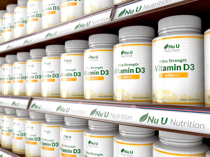 Vitamin D3 4000 IU, 365 Softgel Capsules NOT Tablets, Full Year Supply, Easy to Swallow Quadruple Strength Vitamin D3 Supplement - BeesActive Australia