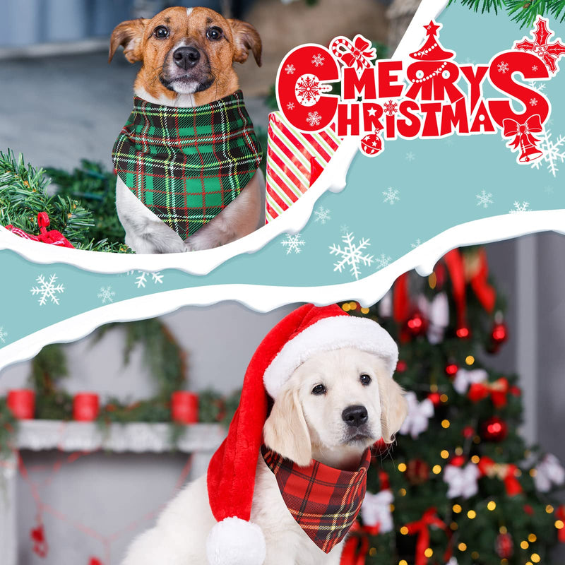 50 Pieces Christmas Dog Bandanas Classic Plaid Dog Bandanas Triangle Scarf Plaid Dog Kerchief for Christmas Pet Costume Accessories Decoration - BeesActive Australia