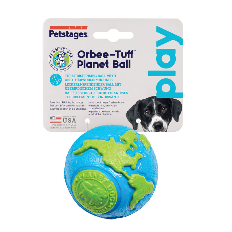 Planet Dog Orbee-Tuff Durable Chew-Fetch Ball Dog Toys Planet Ball (Treat Dispensing) Medium Planet Earth - BeesActive Australia