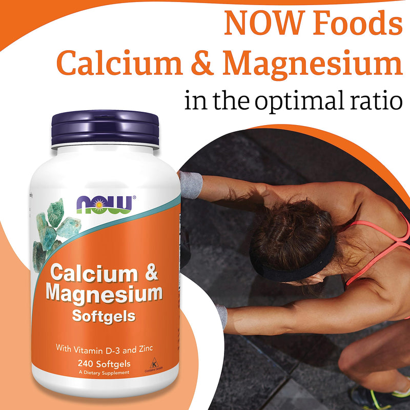 Now Foods, Calcium & Magnesium Softgels, 240 Softgels, Lab-Tested, Vitamin D3, Zinc, Gluten Free - BeesActive Australia