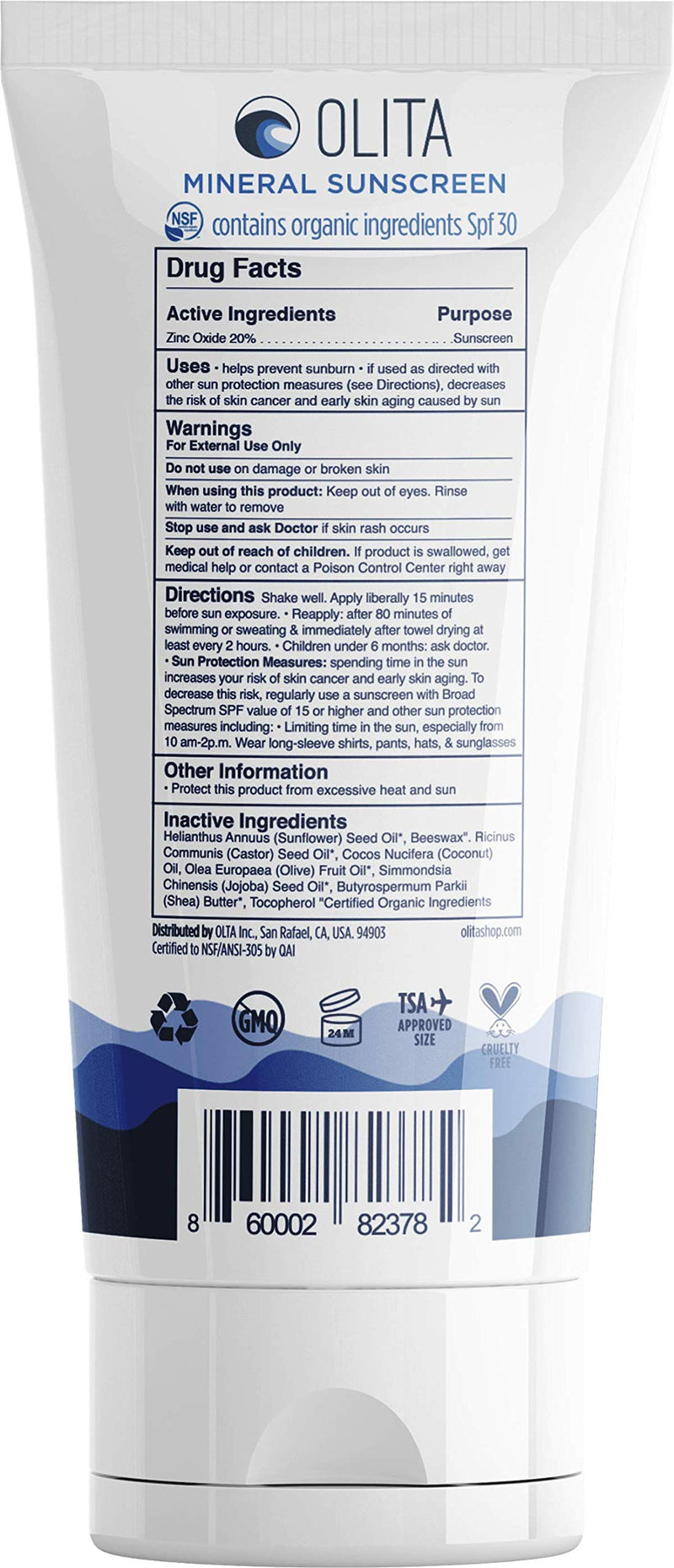 Olita: Mineral Sunscreen Lotion - SPF 30 Mineral Sunscreen - 3 oz - No Fragrance - Reef Safe - Broad Spectrum, Chemical Free - All-Natural, Organic, Zinc Sunblock - Water-Resistant - BeesActive Australia