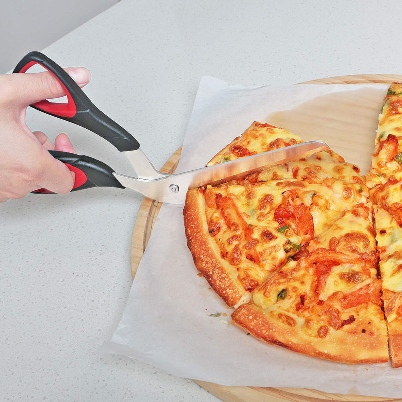 Asdirne Pizza Scissors, Pizza Cutter with Ultra Sharp Detachable Blade and Ergonomic Soft Grip, 10.3Inch, Black&Red - BeesActive Australia