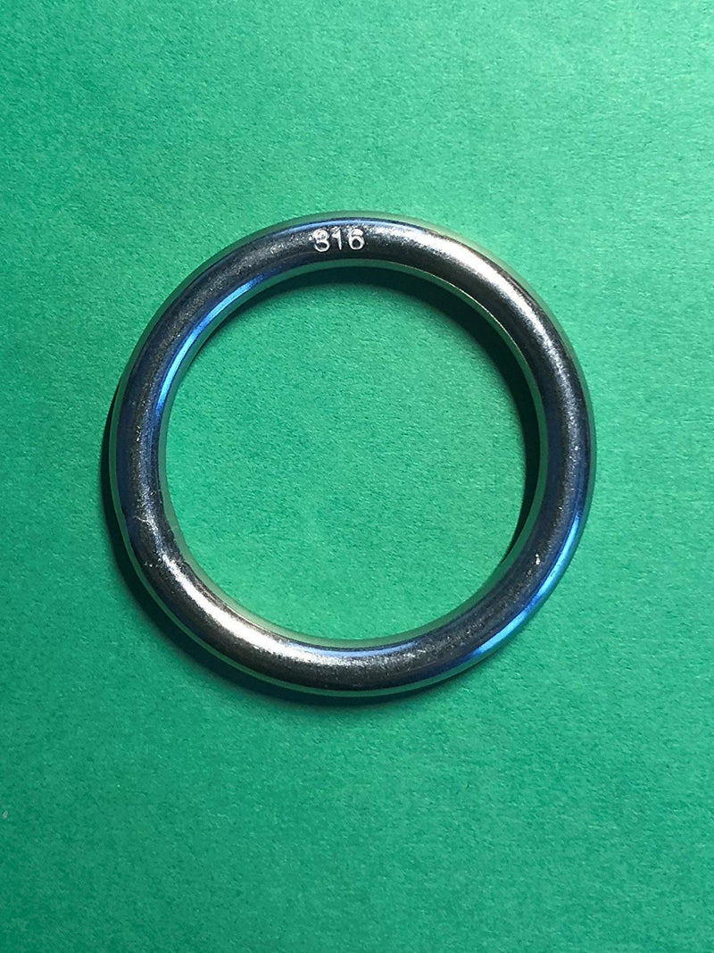 [AUSTRALIA] - 10 Pieces Stainless Steel 316 Round Ring Welded 3/16" x 1 3/8" (5mm x 35mm) Marine Grade 