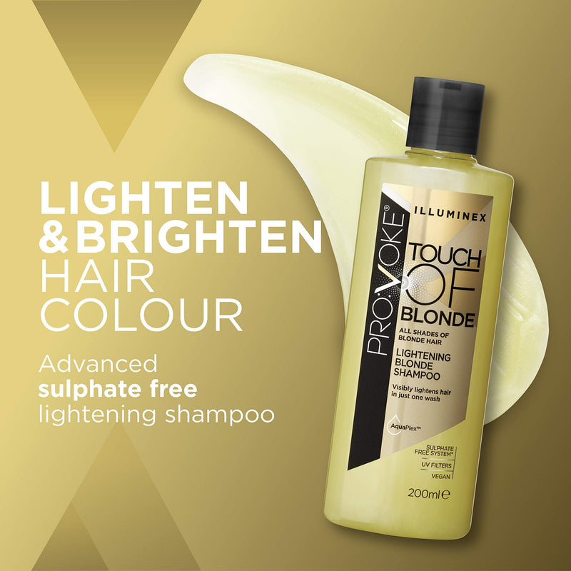 PROVOKE Illuminex Touch of Blonde Lightening Blonde Shampoo and Conditioner Duo Pack 200 ml, For Warm Blonde & Highlighted Blonde Hair - BeesActive Australia