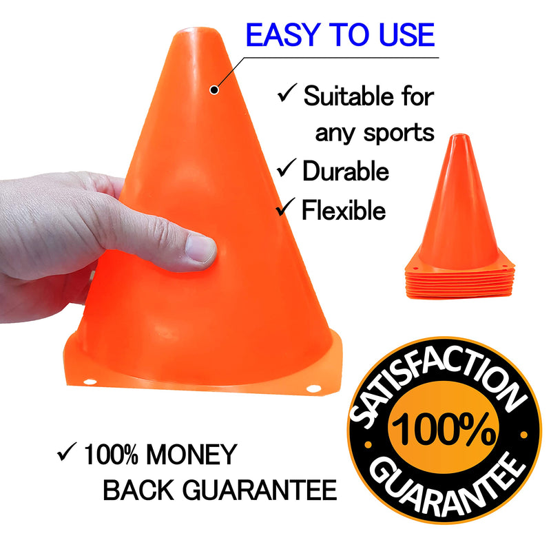 WOWGEEK 7 Inch Plastic Sport Training Traffic Cone 10 Traffic Safety Cones Sign Sport Soccer Football Training Cones Orange - BeesActive Australia