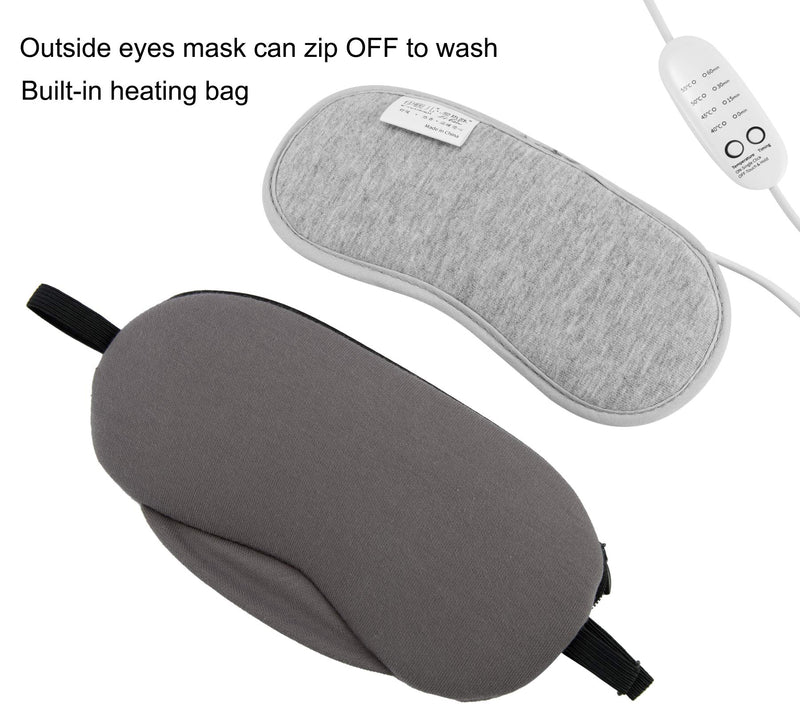 Boobeen Portable Hot USB Heated Steam Eye Mask - for Puffy Eyes, Warm Therapeutic Treatment for Dry Eye, Chalazion, Blepharitis and Eye Bag with Time and Temperature Control Gray - BeesActive Australia