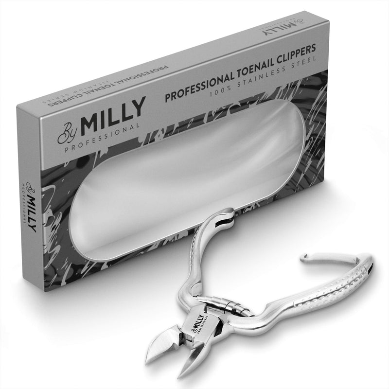 By MILLY Professional Toenail Clippers - All Stainless Steel - Heavy Duty, For Ingrown or Thick Toenails - Essential Pedicure Tool - Toe Nail Cutter - (Silver) Silver - BeesActive Australia