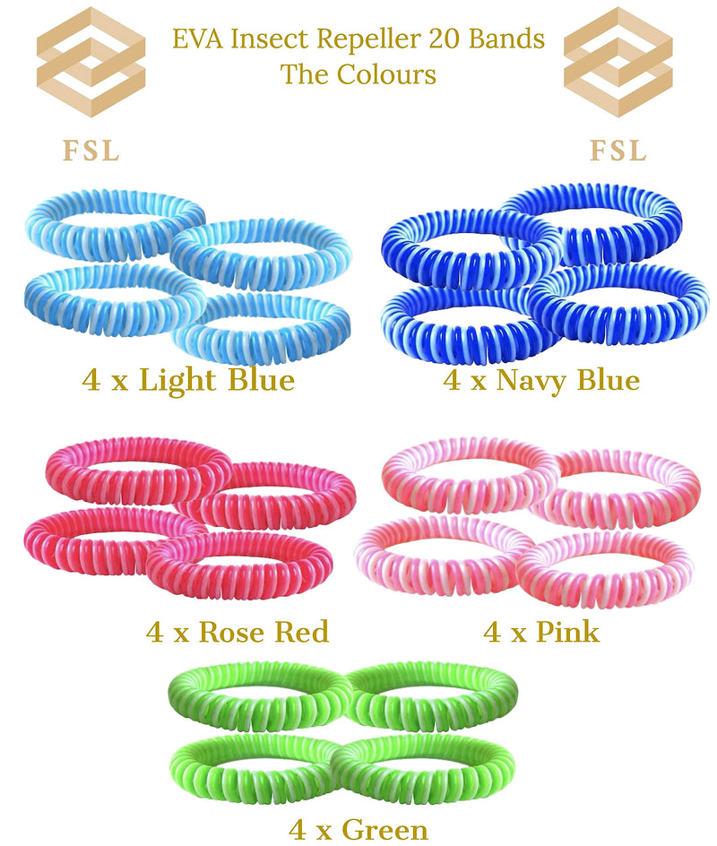 Waterproof Mosquito Repellent Bracelet, 20 Pack, Deet-Free Eva Wrist Bands, Effective Protection, Insect Mosquito Repeller Bands for Adults & Kids, Insect Repellent Protection, Resealable 20 Pack 1 Count (Pack of 20) - BeesActive Australia