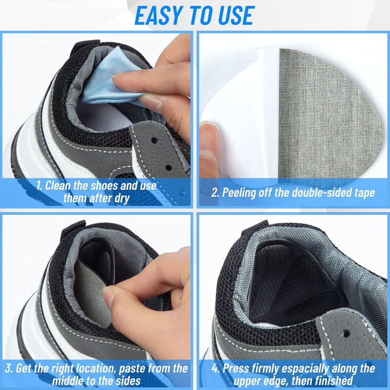 Heel Cushion Pads, 8 Pcs Mesh Self-Adhesive Heel Cushion Inserts for Back of Heel, Heel Grips Pads Prevent Shoes Too Big for Women Men, Black - BeesActive Australia