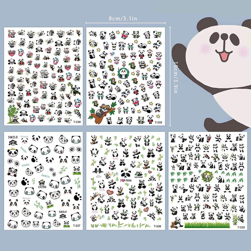 EBANKU 5 Sheets Panda Nail Art Stickers, 3D Cute Pandas with Bamboos Flowers Nail Art Stickers Decals for Nail Design Manicure DIY Decor Kids Scrapbook Crafts - BeesActive Australia