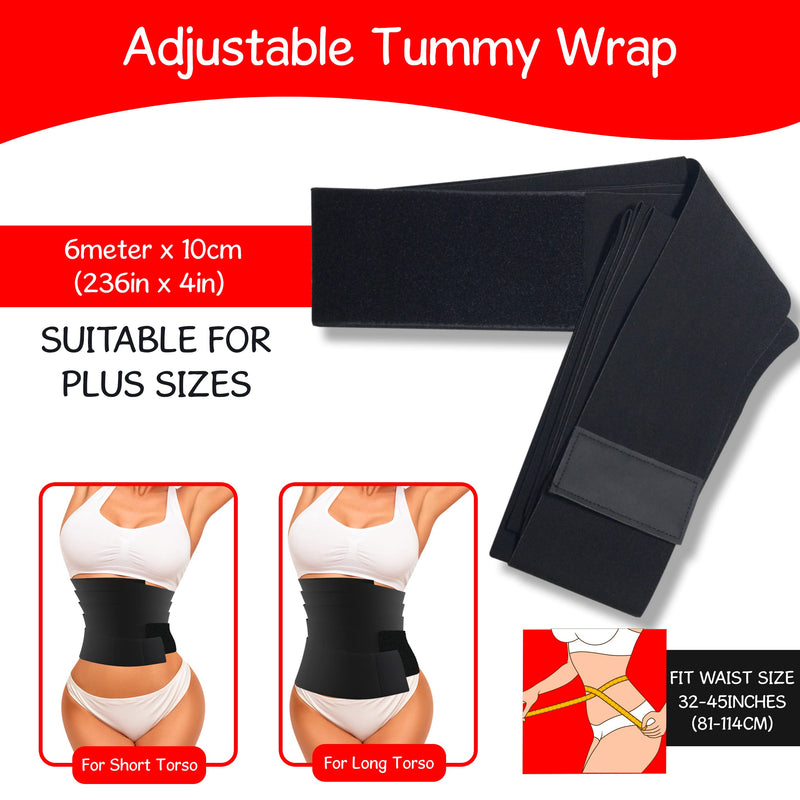 Waist Wrap for Stomach - Waist Trainer for Women - Tummy Shaper Wrap - Workout Waist Trimmer Belt Wrap - Plus Size Black - BeesActive Australia