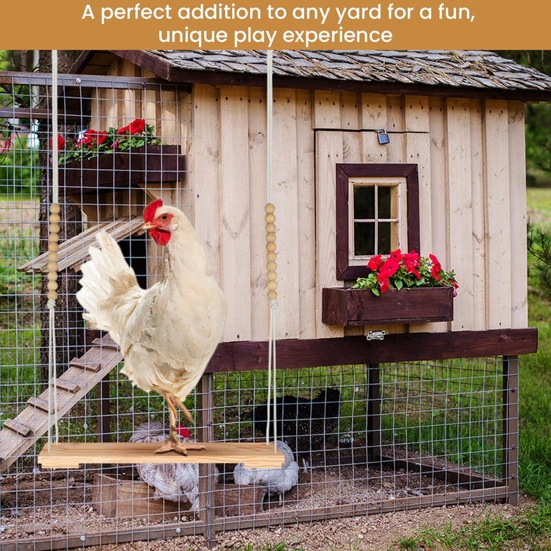 CW&WC Chicken Swing Toys for Chickens Coop with Adjustable Roost - Large Ladder Bar Accessories and Gifts Owners – Includes Ropes & Metal Hook (15.5In x 2.75In), A212 - BeesActive Australia