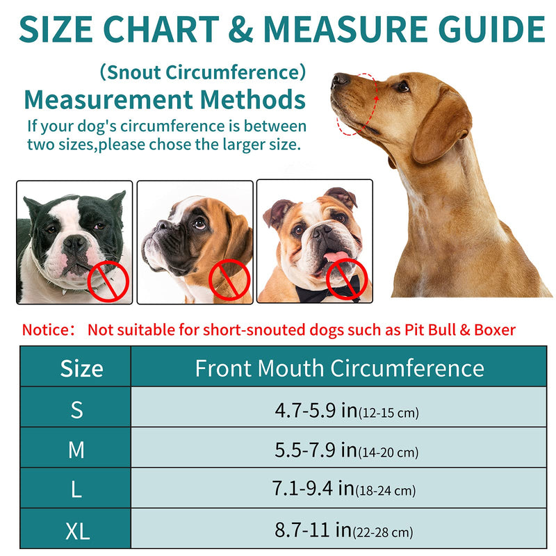 WONDAY Dog Muzzle for Small Medium Large Dogs, Dog Muzzles for Biting Barking and Chewing Puppy Muzzle Nylon Soft Mesh Breathable Adjustable Loop Muzzle Anti-Dropping L Black - BeesActive Australia