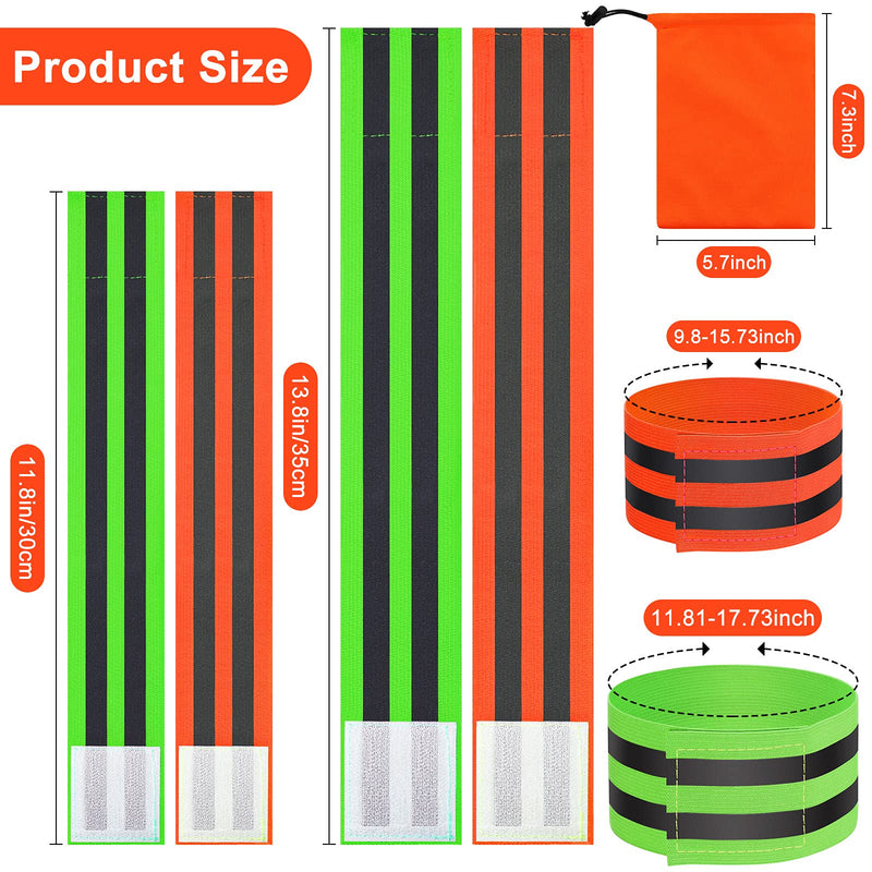 10 Pieces Reflective Bands for Arm Wrist Leg High Visibility Reflective Running Gear Reflectors Armband Green Reflective Bands Orange Reflective Straps for Women and Men Night Running Cycling Walking - BeesActive Australia