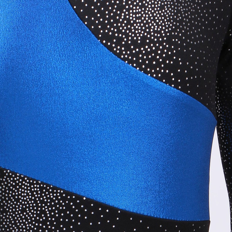 [AUSTRALIA] - Gymnastics Long Sleeve Leotards for Girls Kids Ballet Sparkle Ribbons Dancewear Blue 130(5-6Y) 