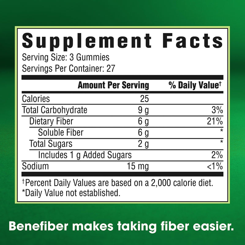 Benefiber Prebiotic Fiber Supplement Gummies for Digestive Health, Assorted Fruit Flavor - 81 Count - BeesActive Australia