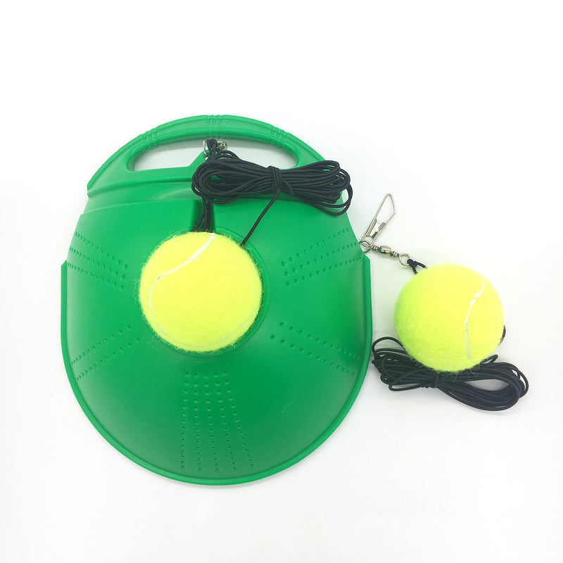[AUSTRALIA] - TaktZeit Tennis Trainer Rebound Baseboard Self Tennis Training Tool Ball Back Training Gear with 2 String Balls Green 