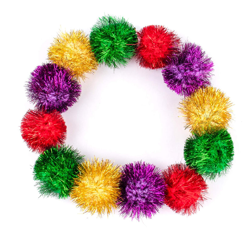 AUEAR, 2 Inch Sparkle Ball Shiny Tinsel Pom Poms Interactive Balls Cat for Kittens 12 Pack 4 Colors - BeesActive Australia