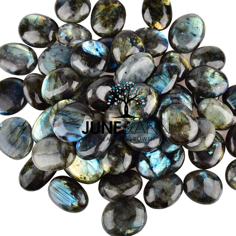 June&Ann Natural Labradorite Palm Stones, Healing Gemstone Therapy Worry Crystal Stones for Meditation Chakra Balancing Collection, Irregular Shape - BeesActive Australia