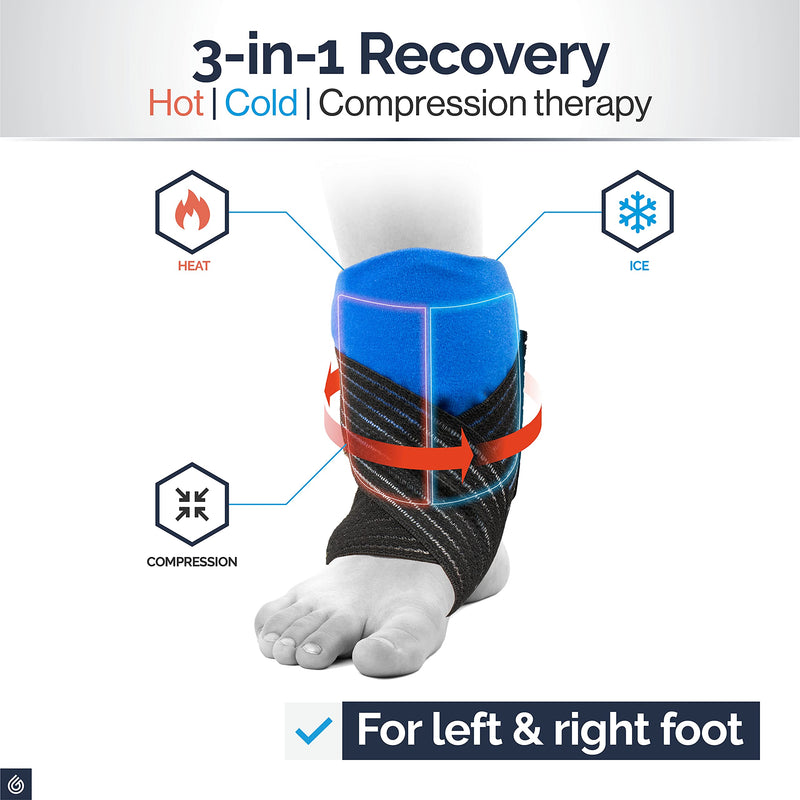 Ankle Ice Pack Wrap for Sports Injuries, Hot/Cold Gel Pack for Plantar Fasciitis, Achilles Tendonitis, Joint Pain Relief - Microwavable Heat/Cold Compress Support for Sore Feet by Gelpacks Direct 1 Count (Pack of 1) - BeesActive Australia