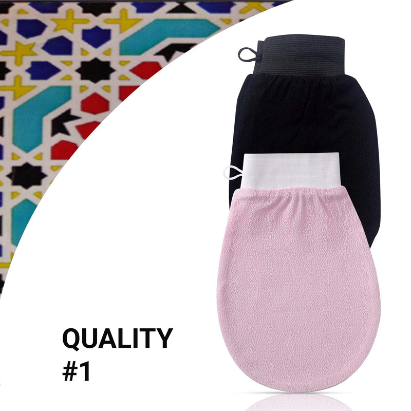 Best Light: hammam glove, Pink kissa scrub, Hight Quality exfoliating mitt, with a Gift bath bag and lofah 1 Pink Glove - BeesActive Australia