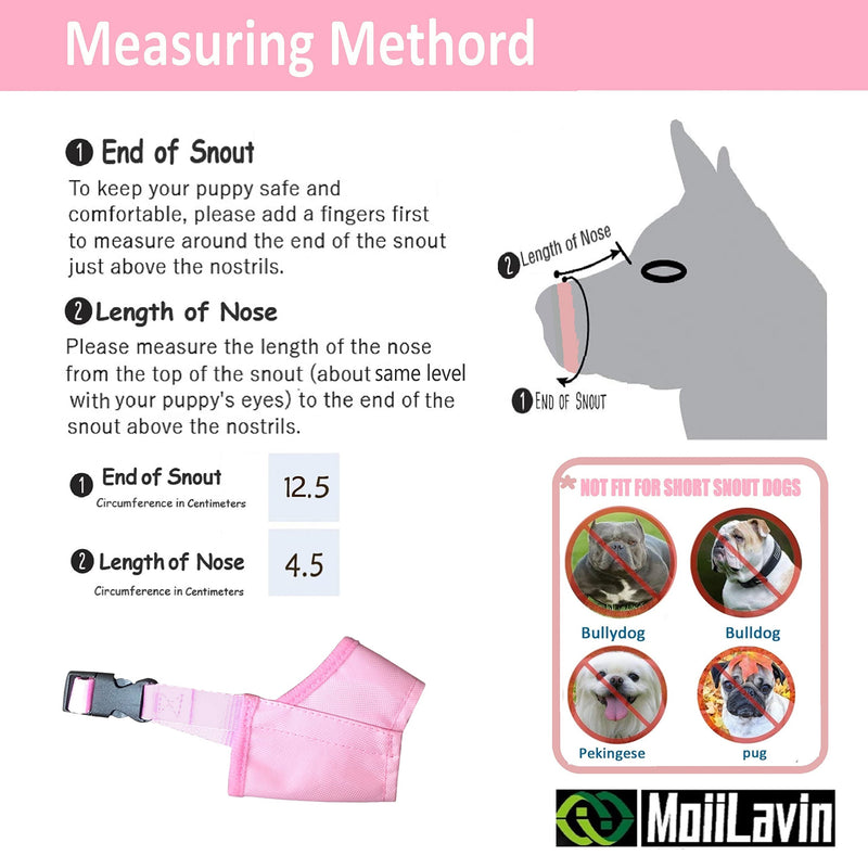 MoiiLavin Dog Muzzle XS (2 Packs) for Small Dogs with Long Snout Quick Fit for Grooming Adjustable Prevent from Biting Barking and Chewing Soft Muzzle XS: Black+Pink - BeesActive Australia