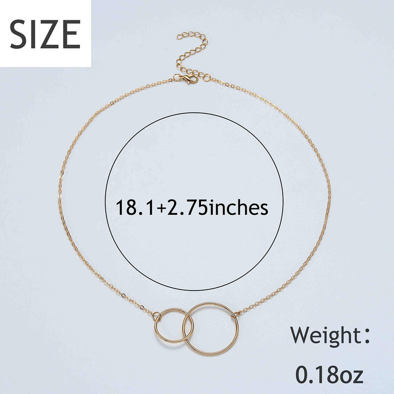 Edary Rings Pendant Necklace Gold Necklaces Fashion Necklace Chain Jewelry Accessories for Women and Girls(Gold) - BeesActive Australia