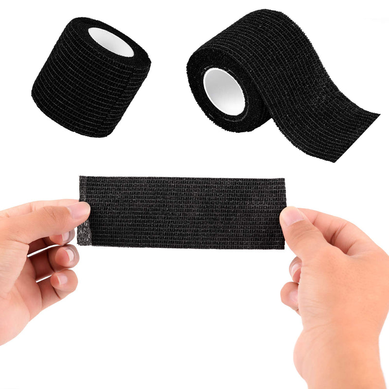 12 Pack Self Adherent Cohesive Wrap Bandages 2 Inches X 5 Yards, First Aid Tape, Elastic Self Adhesive Tape, Athletic, All Sports wrap Tape, Breathable Wound Tape, Bandage Wrap for Wrist, Ankle, Black 12 Count (Pack of 1) - BeesActive Australia