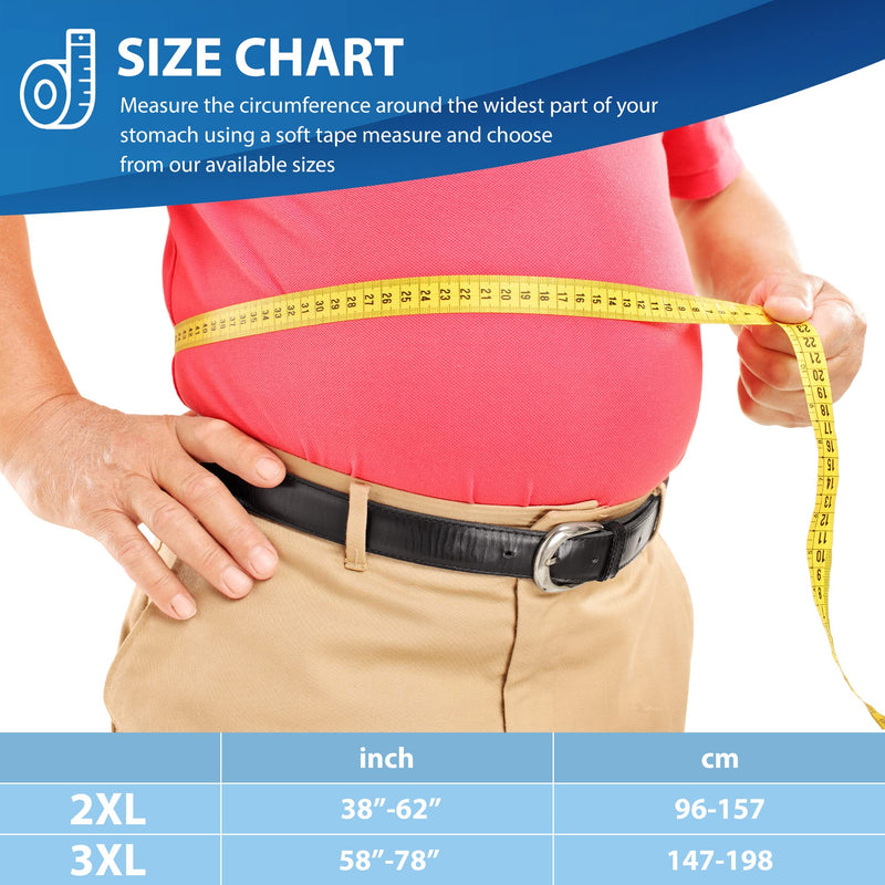 ORTONYX 12" Abdominal Binder for Men and Women/Postpartum Post-Operative Post-Surgery Wrap/Abdomen Navel Umbilical Hernia Support Belt / 524012 Black 3XL Plus Size 3X-Large (58"-78") - BeesActive Australia