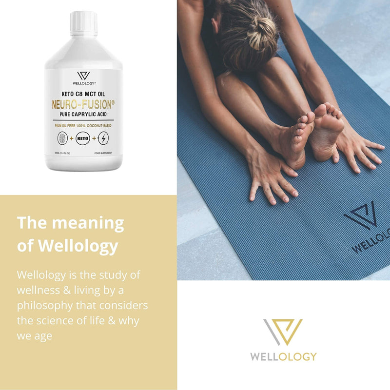 Keto C8 MCT Oil - Pure C8 Caprylic Acid not C10 - Make MCT Oil Ketogenic Bulletproof Coffee - Energy Boosting Ketones - Low Carb Keto Food - MCT Oil, Vegan - 500ml by Wellology - BeesActive Australia