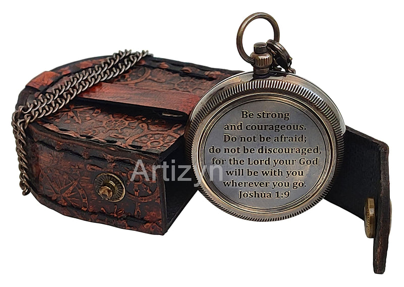Be Strong and Courageous Quote Brass Locket Compass for Religious Gifts, Confirmation Gifts, Baptism Gifts, Best Easter, Christian Gifts for Men, Catholic Gifts, Gifts for Teen Age, Graduation Gifts. - BeesActive Australia