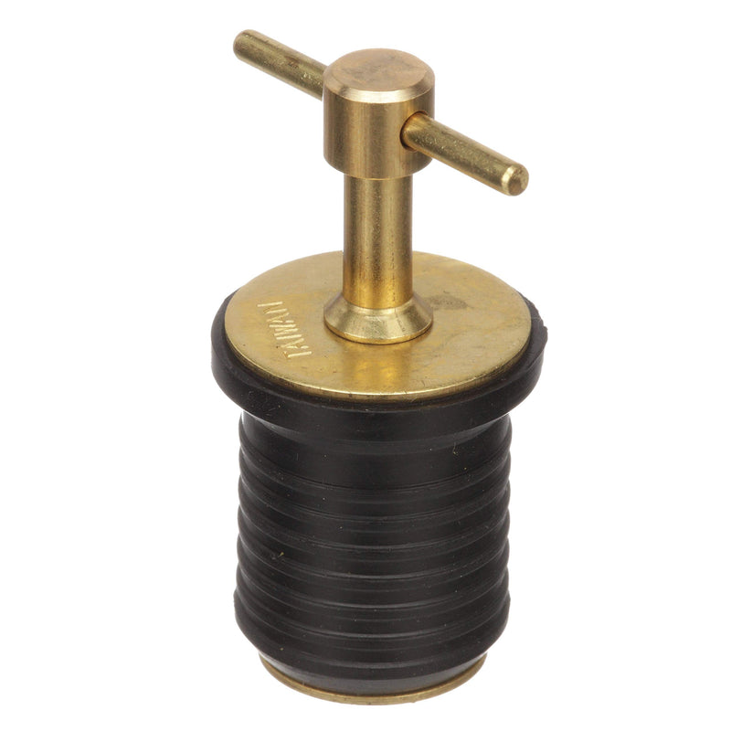 Attwood 7526A7 T-Handle Drain Plug, For 1-Inch-Diameter Drains, Locks in Place, Brass Handle, Rubber Plug - BeesActive Australia