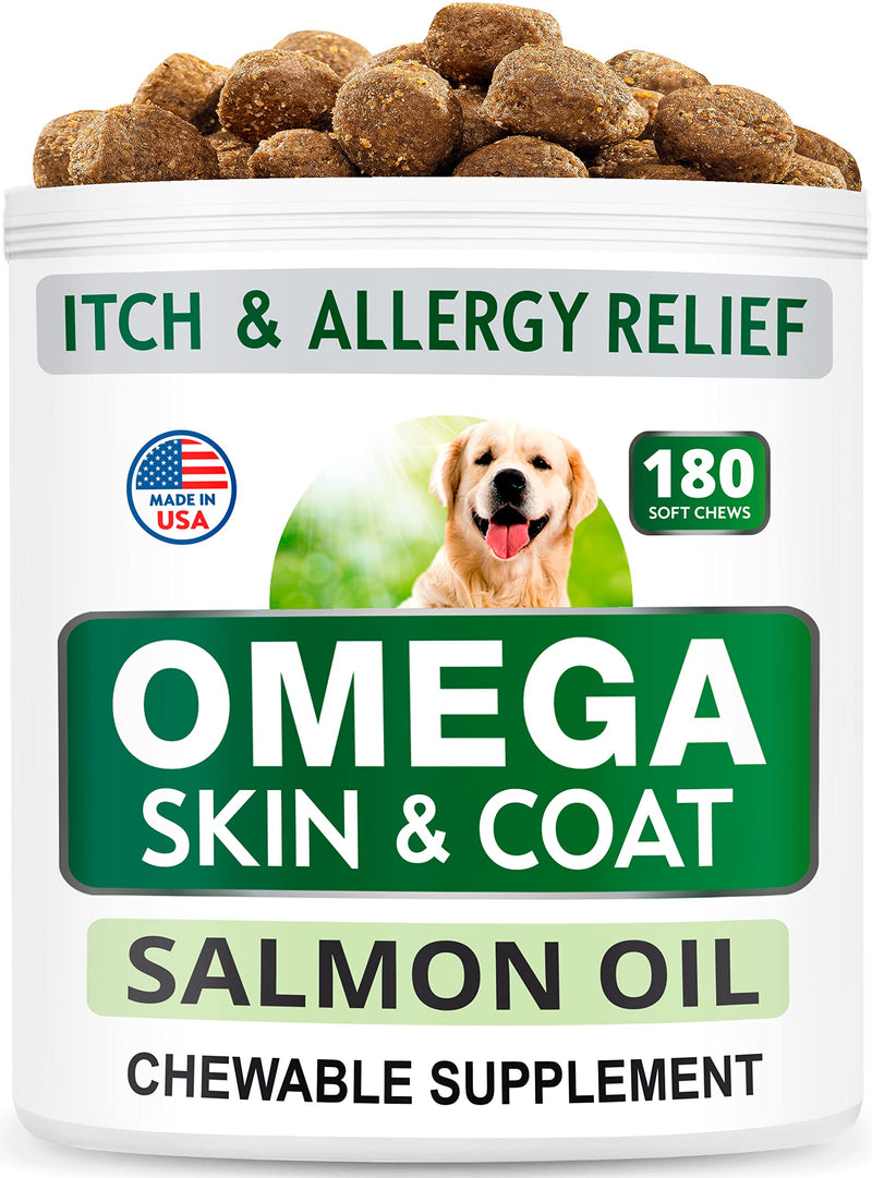 Omega 3 for Dogs + Dog Probiotics Chews Bundle - Itch Relief + Upset Stomach Relief - EPA & DHA Fatty Acids + Enzymes + Prebiotics - Joint Health + Improve Digestion - 120 + 180 Chews - Made in USA - BeesActive Australia
