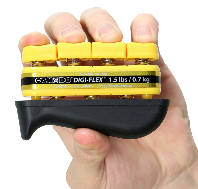 Cando 10-0740 Hand exerciser - finger grip strengthener Digi-Flex, yellow (very light), 1.5lbs - BeesActive Australia