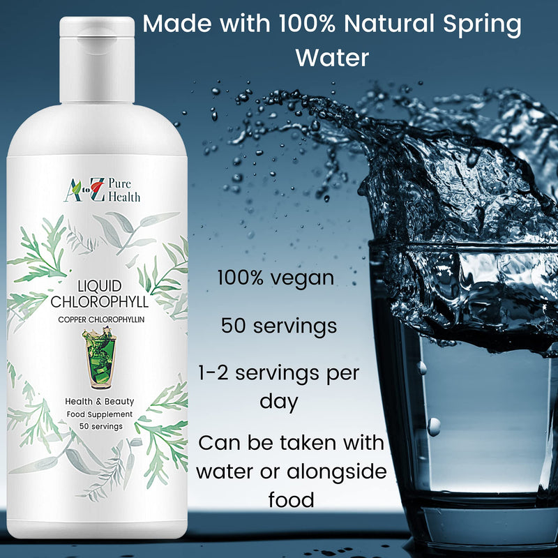 Liquid Chlorophyll Drops 500ml | Daily Health & Beauty Detox Supplement UK Made | Skin Health, Anti-Inflammatory & Healing Properties (Mint Flavour) |Take with Water |Copper Chlorophyllin Drink|Vegan - BeesActive Australia
