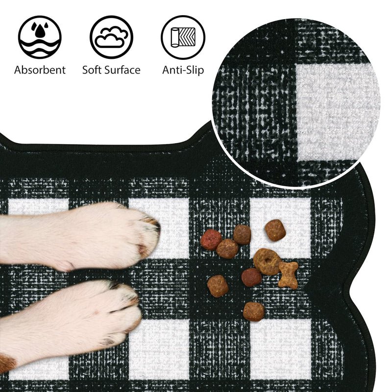 Yinuomo Non Slip Dog Food Mat, Waterproof Placemat for Cats Bowl and Water, Easy to Clean Absorbent Feeding Mats for Pet Dog Cat (Machine Washable), Large 16'' x 24'' Bone Shape - BeesActive Australia