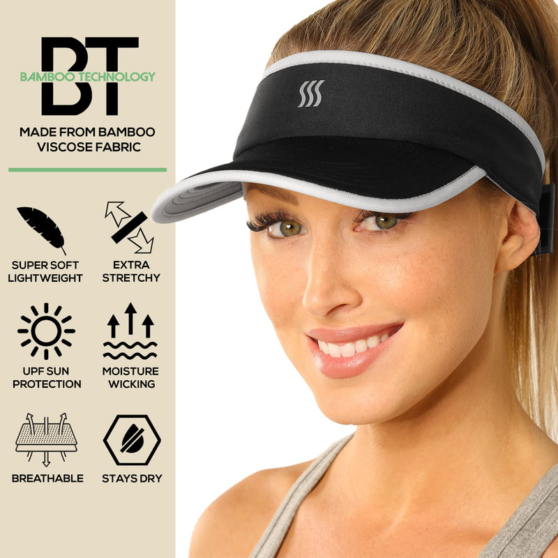 SAAKA Sport Visor for Women. Soft, Stretchy, Lightweight & Adjustable. Running, Tennis, Golf & Sports. Black - BeesActive Australia