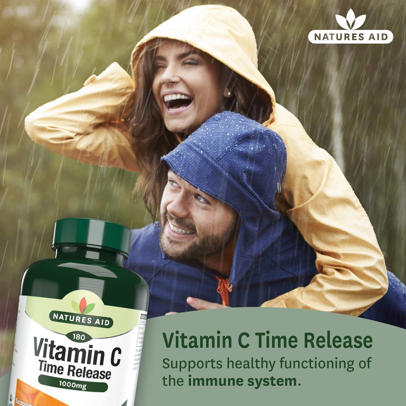 Natures Aid Vitamin C Time Release 1000 mg, Immune Support, 180 Tablets Vitamin C Time Release 1000 mg, 180 Tablets - BeesActive Australia