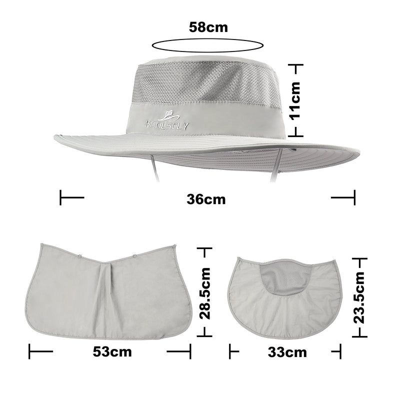 [AUSTRALIA] - Fishing Hat,Sun Cap with UPF 50+ Sun Protection and Neck Flap,for Man and Women Light Grey 