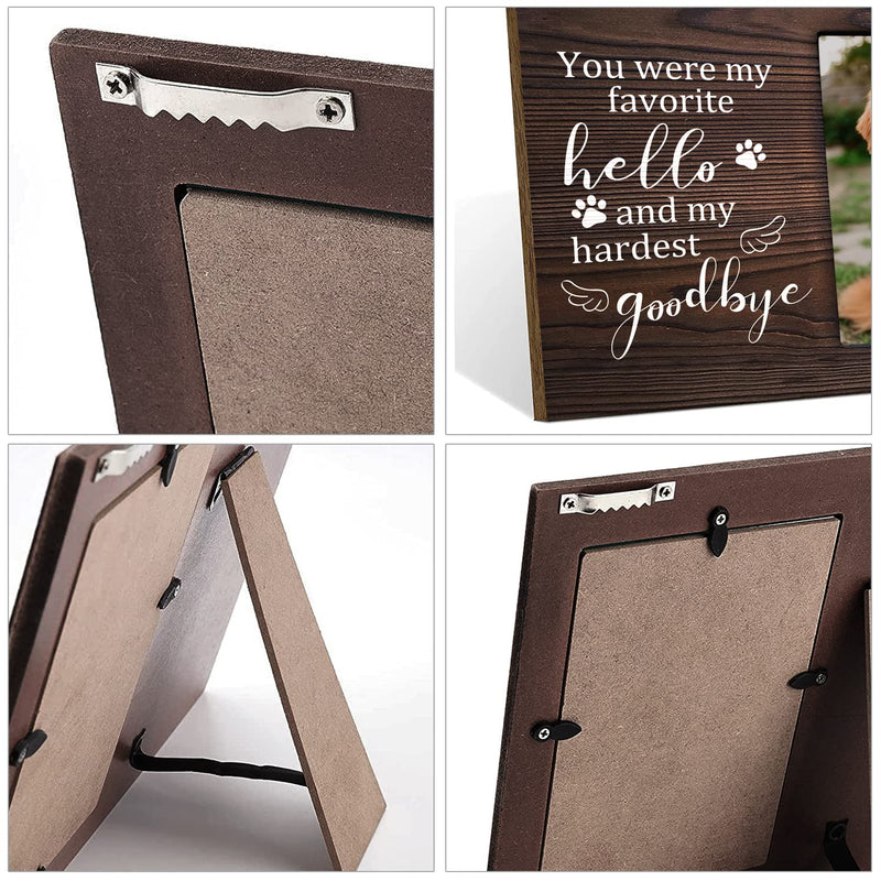 PZJIEAN You were My Favorite Hello and My Hardest Goodbye - Pet Dog Memorial Wooden Picture Frame, Pet Photo Frame Gift for Dog Owners Sympathy for Loss of Dog Cat, Holds 4x6 Inch Photo - BeesActive Australia