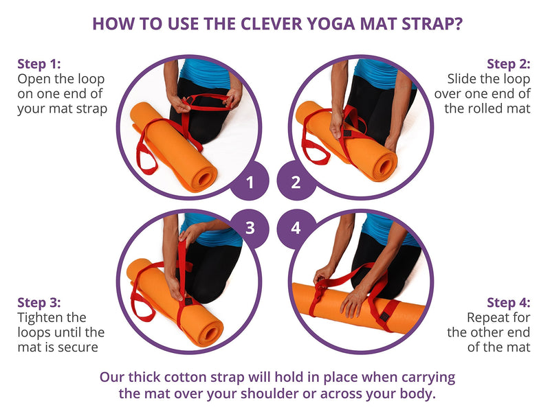 Yoga Mat Strap Sling, Adjustable and Durable 100% Cotton Mat Carrier Available in Two Lengths, Standard 66", Extra Long 85" Black 66 Inch - BeesActive Australia